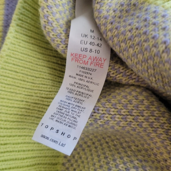 Topshop Size M US 8-10 Color Block Crew Neck Sweater P.P-25      Legenth 20 - Picture 7 of 7